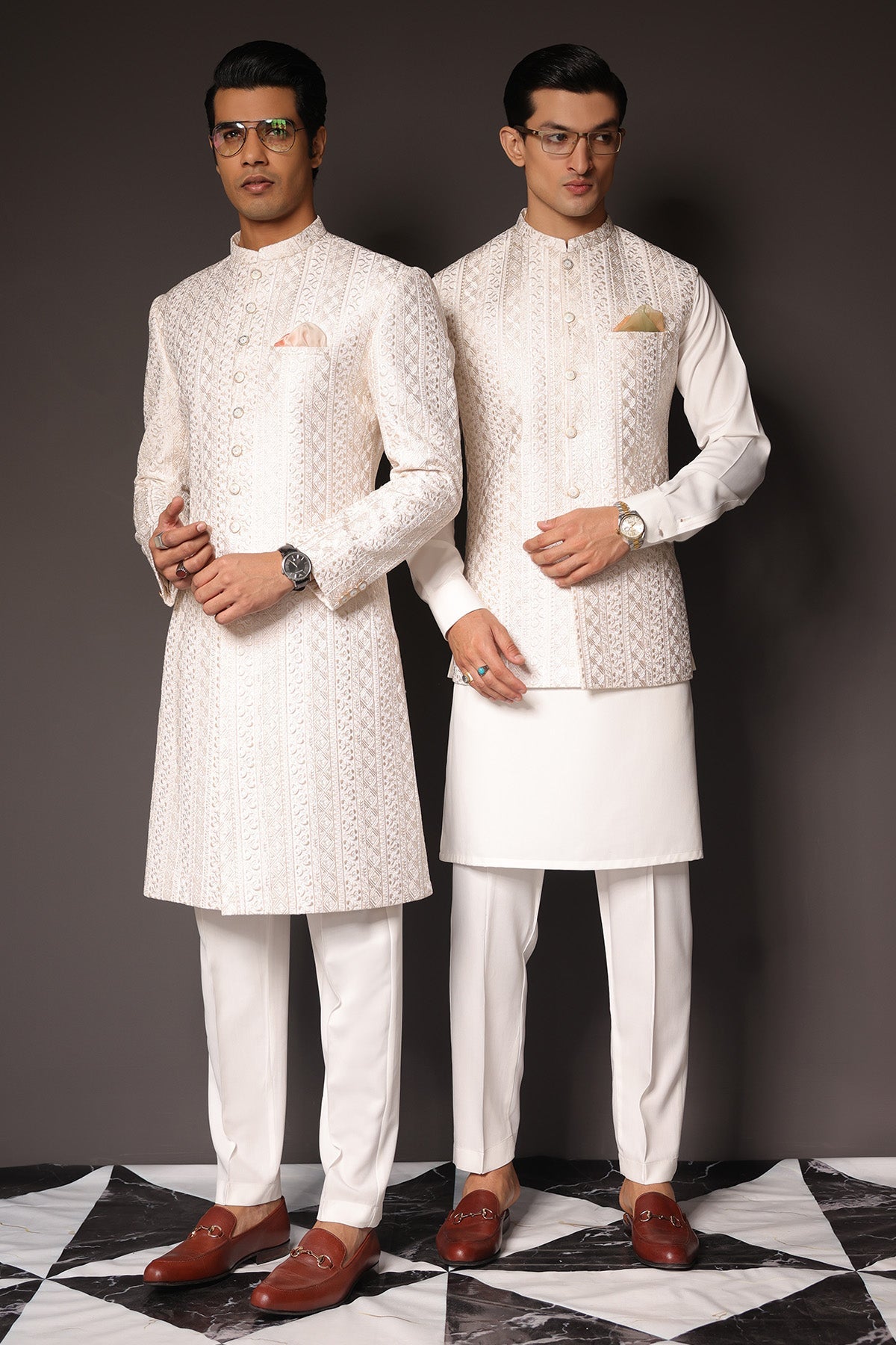 Mens White Pakistani Sherwani