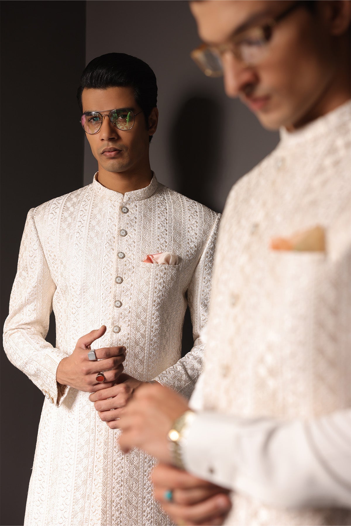 Mens White Pakistani Sherwani