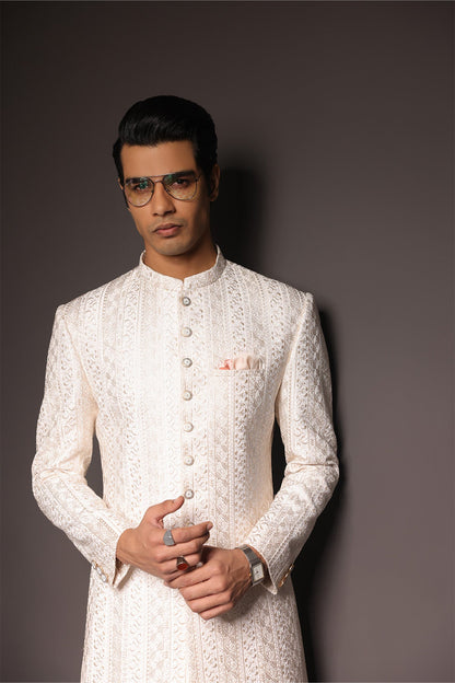 Mens White Pakistani Sherwani