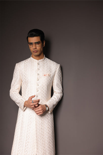Mens White Pakistani Sherwani