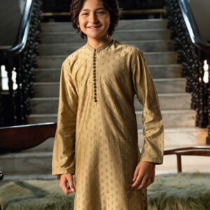Golden Embroidered kids Kurta Trouser K-3724