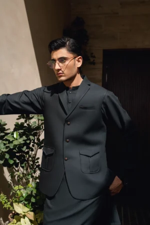 Deep Green Lapel Suiting Waistcoat Suit WS-244-117