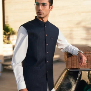 Navy Striped Suiting Waistcoat WS-2019