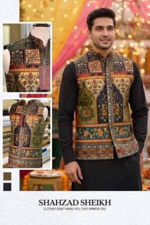 Heritage Mosaic Block Printed Velvet Waistcoat – WC-602