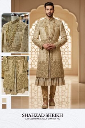 Exclusive Royal Golden Sherwani – Raw Silk | TD-2002