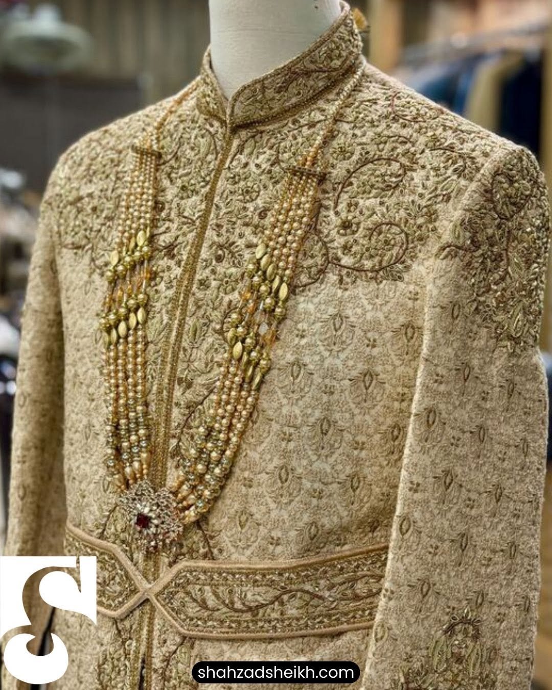 Exclusive Royal Golden Sherwani – Raw Silk | TD-2002 - Image 3