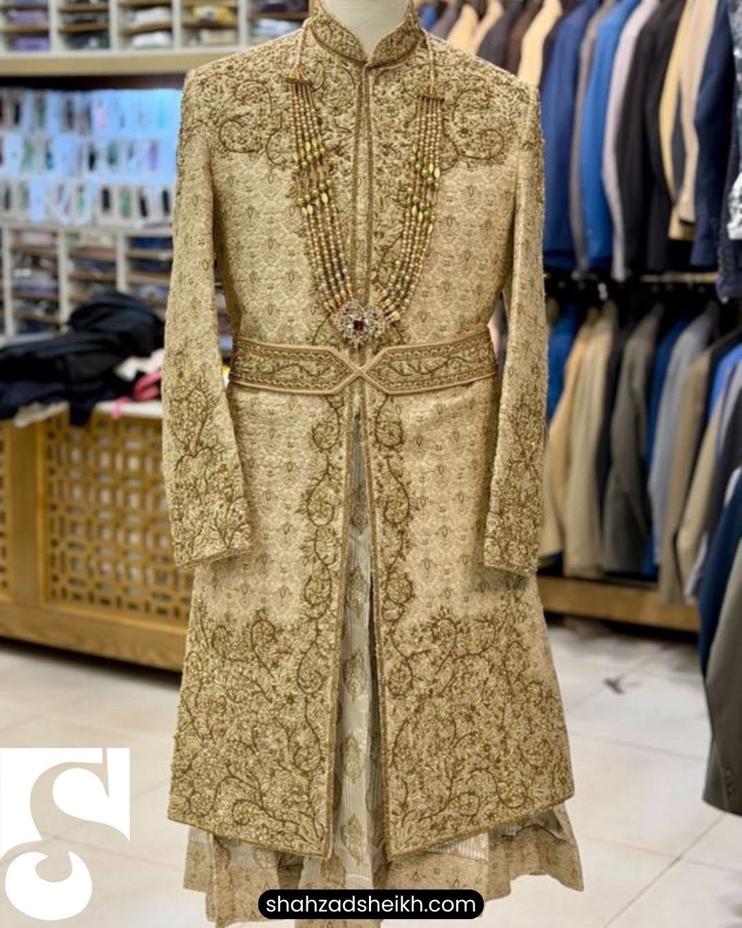 Exclusive Royal Golden Sherwani – Raw Silk | TD-2002 - Image 2