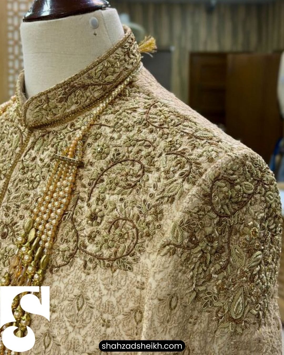 Exclusive Royal Golden Sherwani – Raw Silk | TD-2002 - Image 4