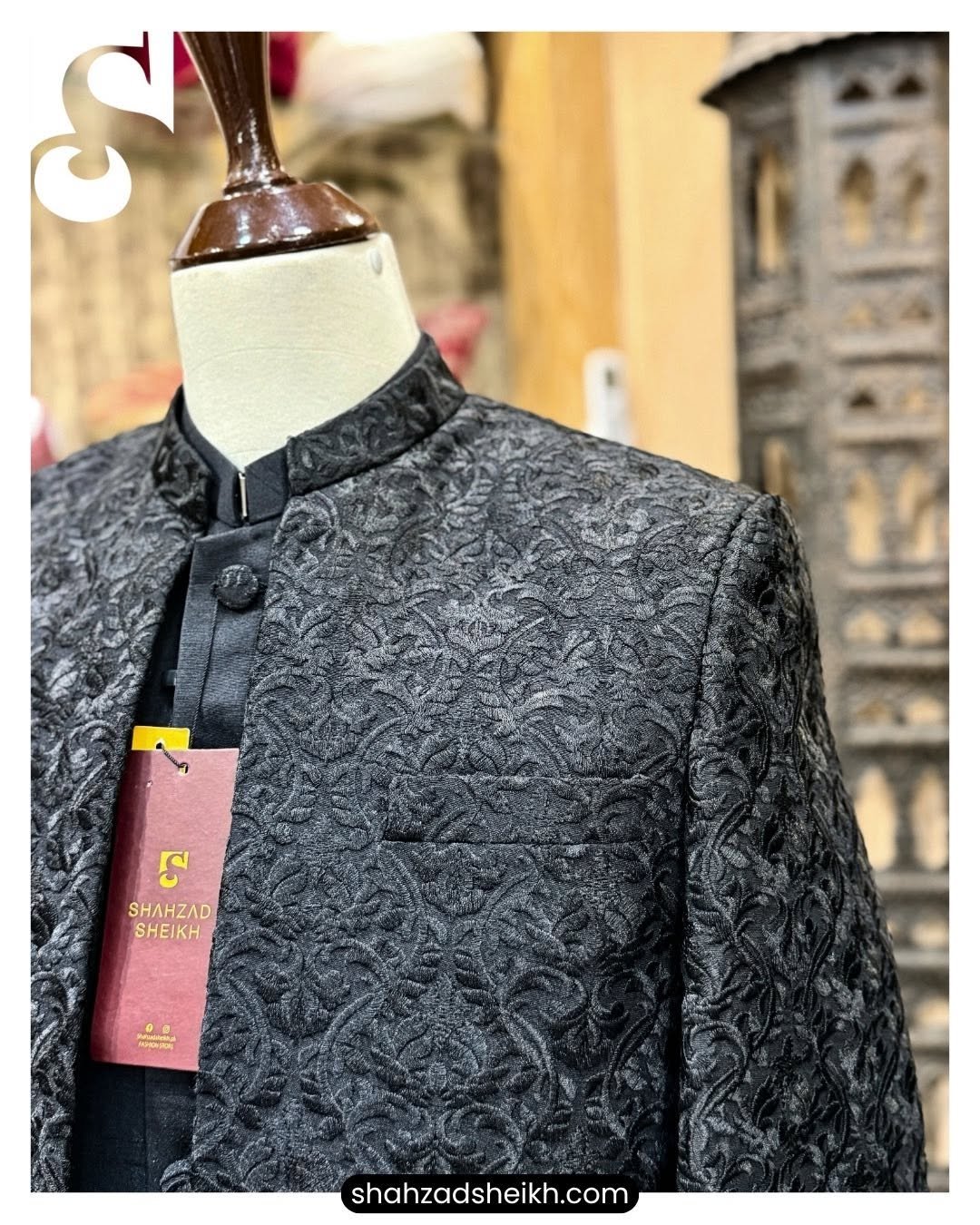 Midnight Royale Front Open Sherwani – Premium Raw Silk Thread Embroidery | GSS-021 - Image 5