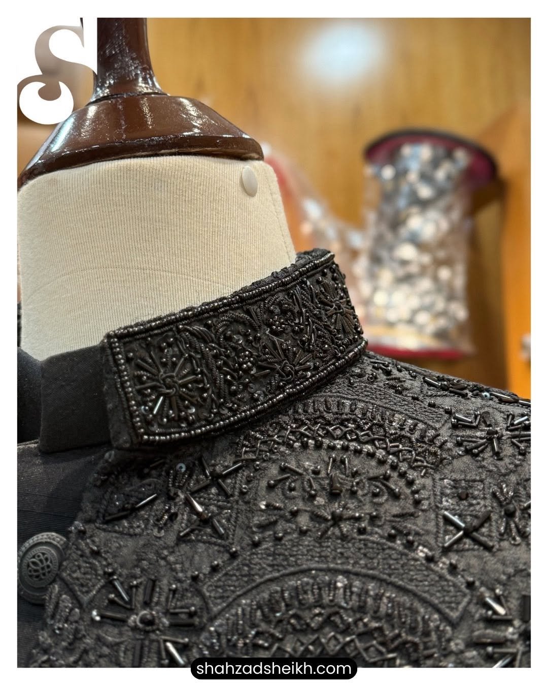 Black Royale Handcrafted Prince Suit With Full Inner & Pant – Raw Silk | TDPC-085 - Image 3