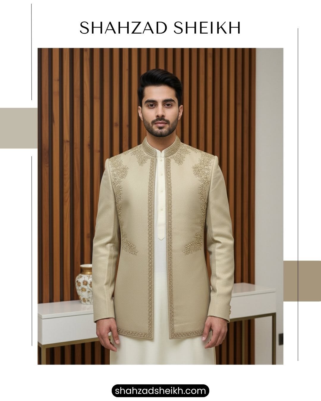 Cheeku Gold Royale Hand-Embroidered Prince Coat – Jamawar | PC-0184