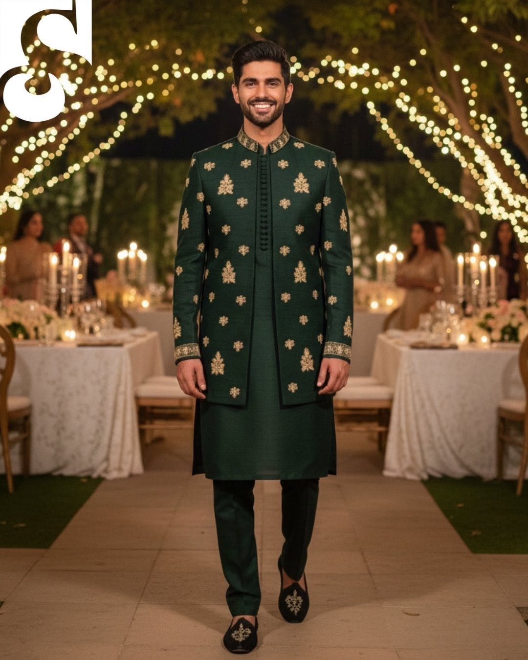 Emerald Royale Handcrafted Prince Coat Suit – Raw Silk | PC-084