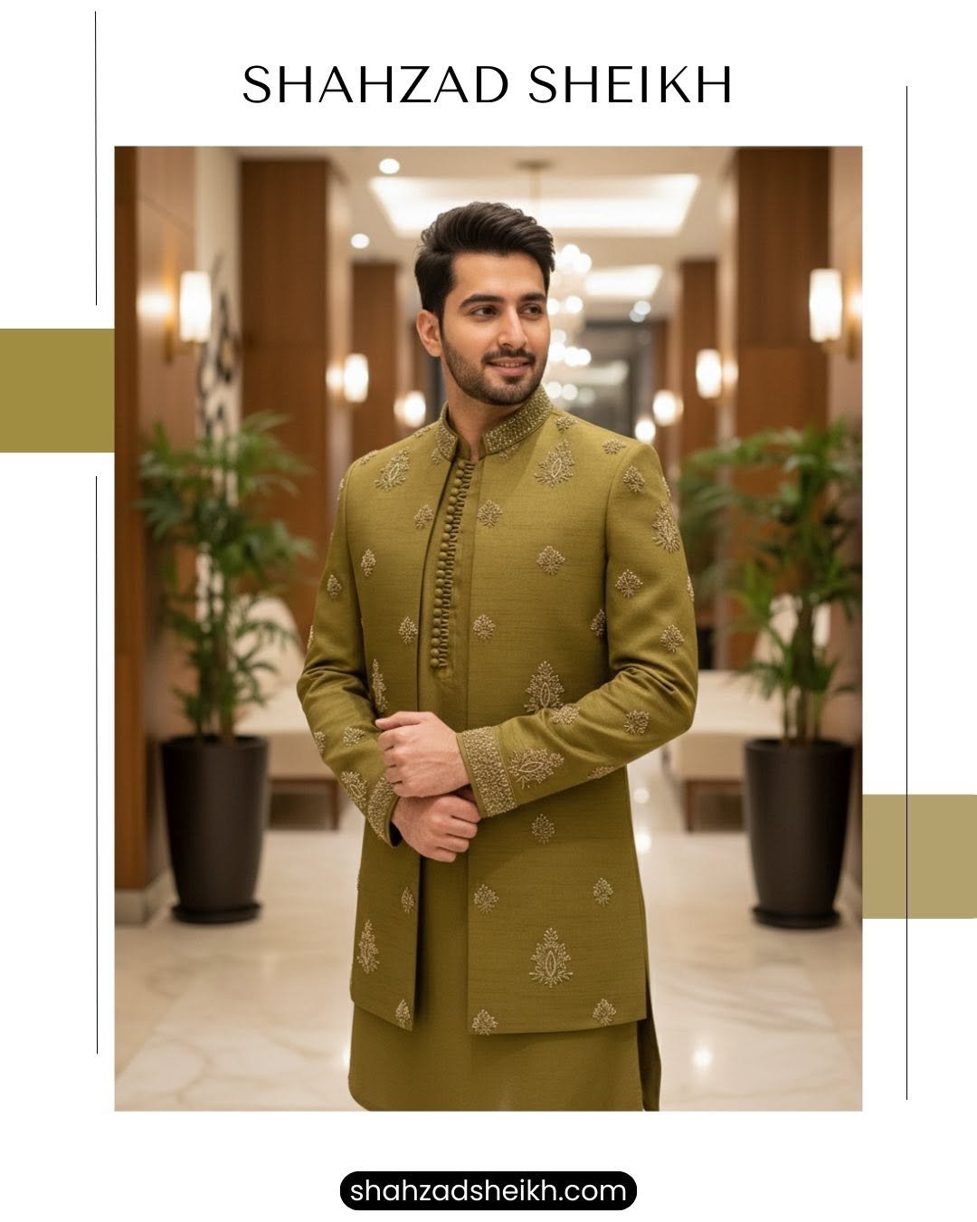 Olive Royale Handcrafted Prince Coat Suit – Raw Silk | PC-084