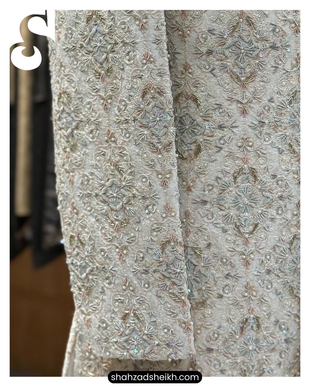 Ivory Royale Hand-Embroidered Sherwani – Raw Silk | TDS-022 - Image 2