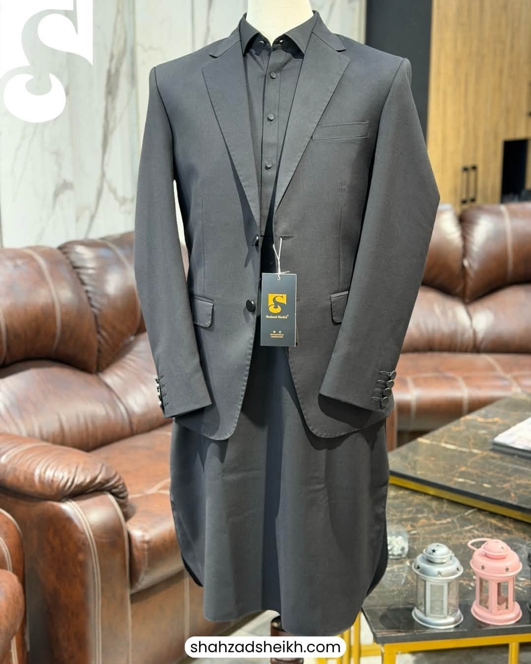 Classic Black Winter 3-Piece Imported Suiting Coat Suit | COATSUIT-5683 - Image 2