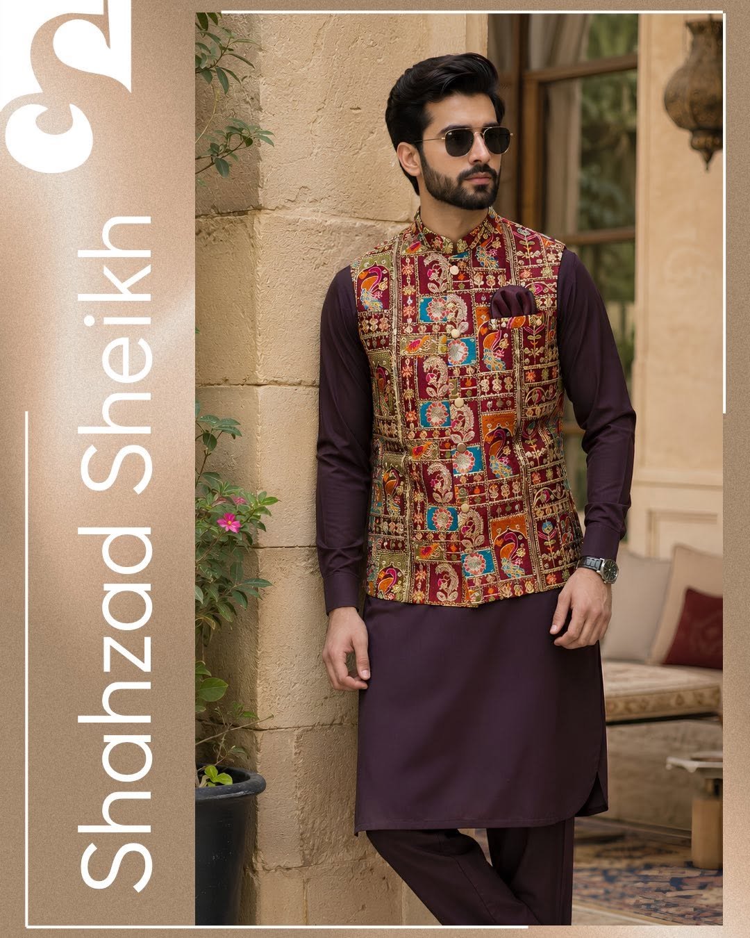 Maroon Royale Masuri Waistcoat – Raw Silk Base with Thread & Glitter Work | WC-609