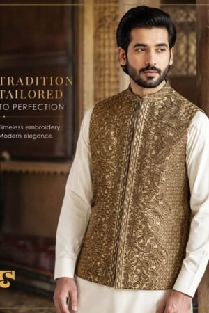 Premium Copper Gold Masuri Threadwork Waistcoat | WC-611