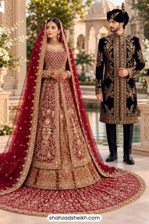 Royal Rajastani Bridal Barat Lehenga – Jamawar & Net Handwork | RL-001