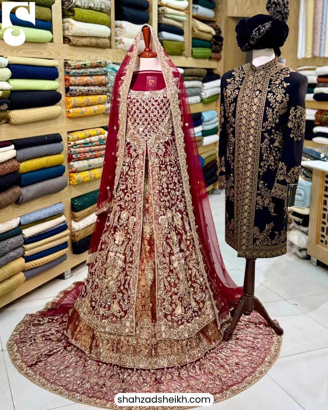 Royal Rajastani Bridal Barat Lehenga – Jamawar & Net Handwork | RL-001 - Image 5