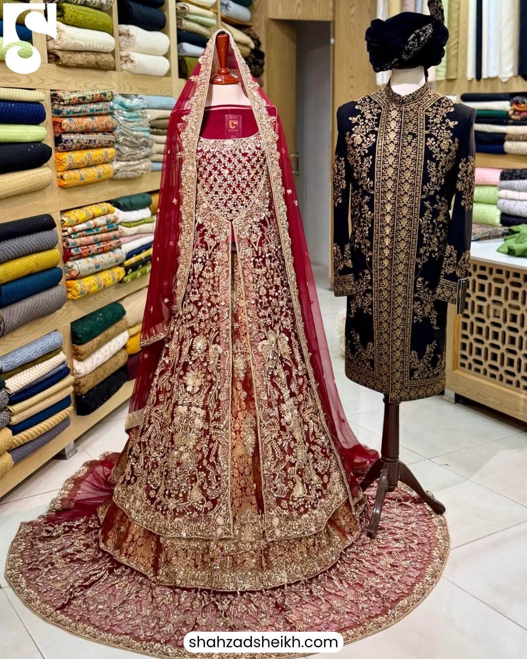 Royal Rajastani Bridal Barat Lehenga – Jamawar & Net Handwork | RL-001 - Image 4