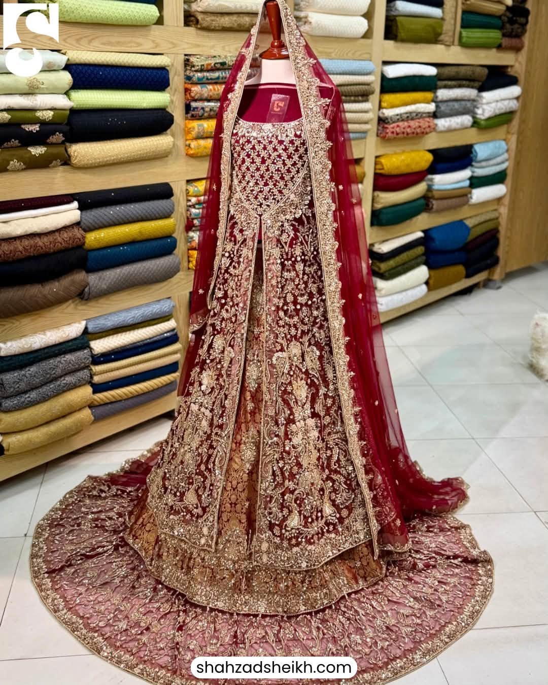 Royal Rajastani Bridal Barat Lehenga – Jamawar & Net Handwork | RL-001 - Image 3