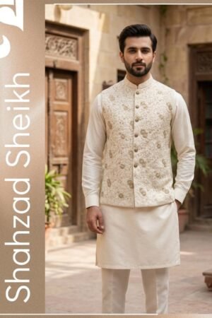 ST Masuri Royale Handwork Waistcoat – Thread & Glitter Embroidery | WC-604