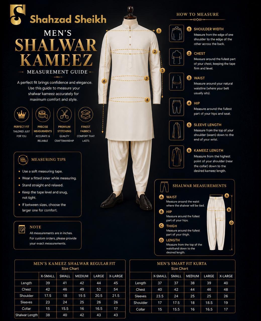 Shahzad Sheikh Size Chart