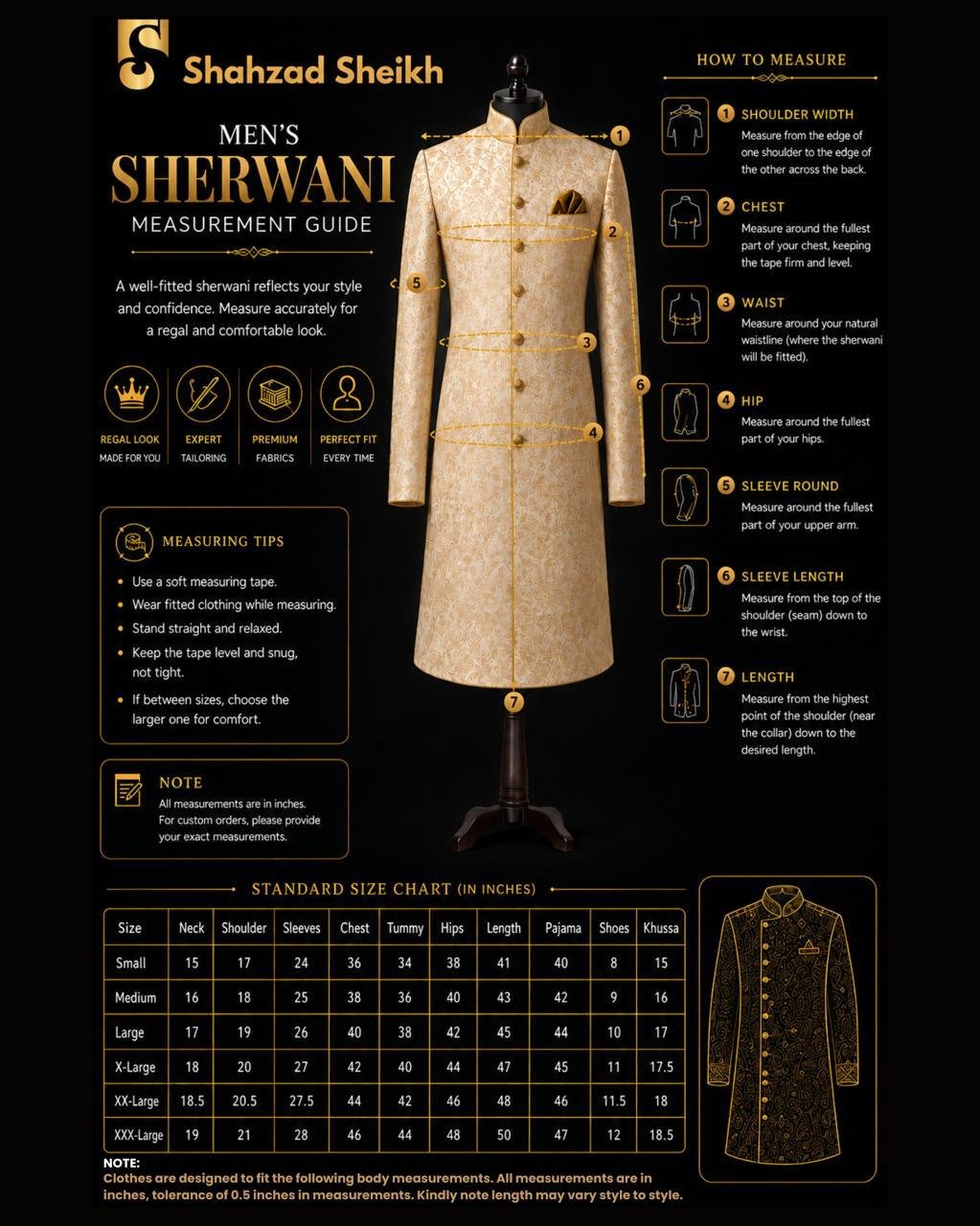 Shahzad Sheikh Size Chart