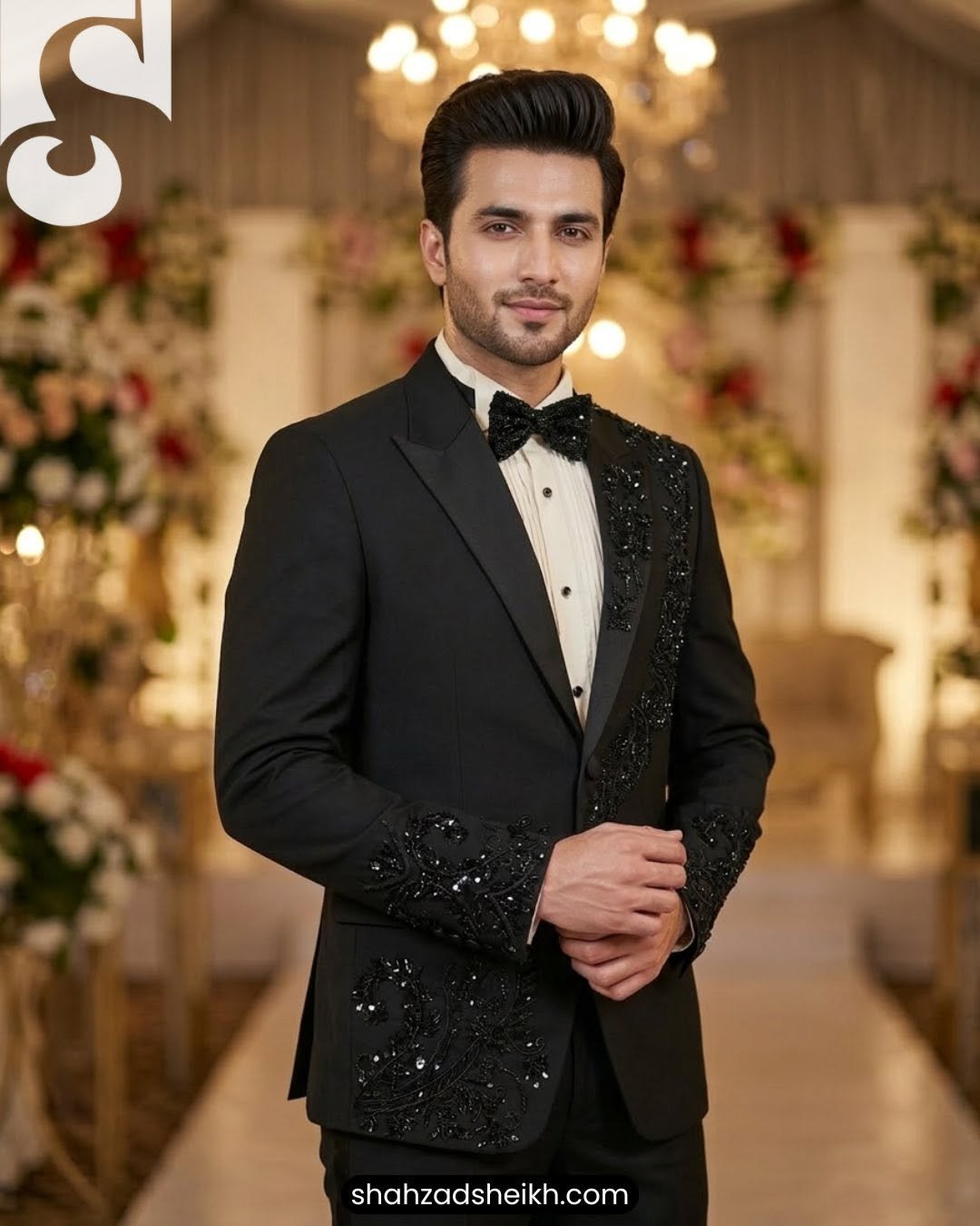 Black Elegance Hand-Embroidered 2-Piece Suit – Premium Suiting Fabric | 2PC-1001