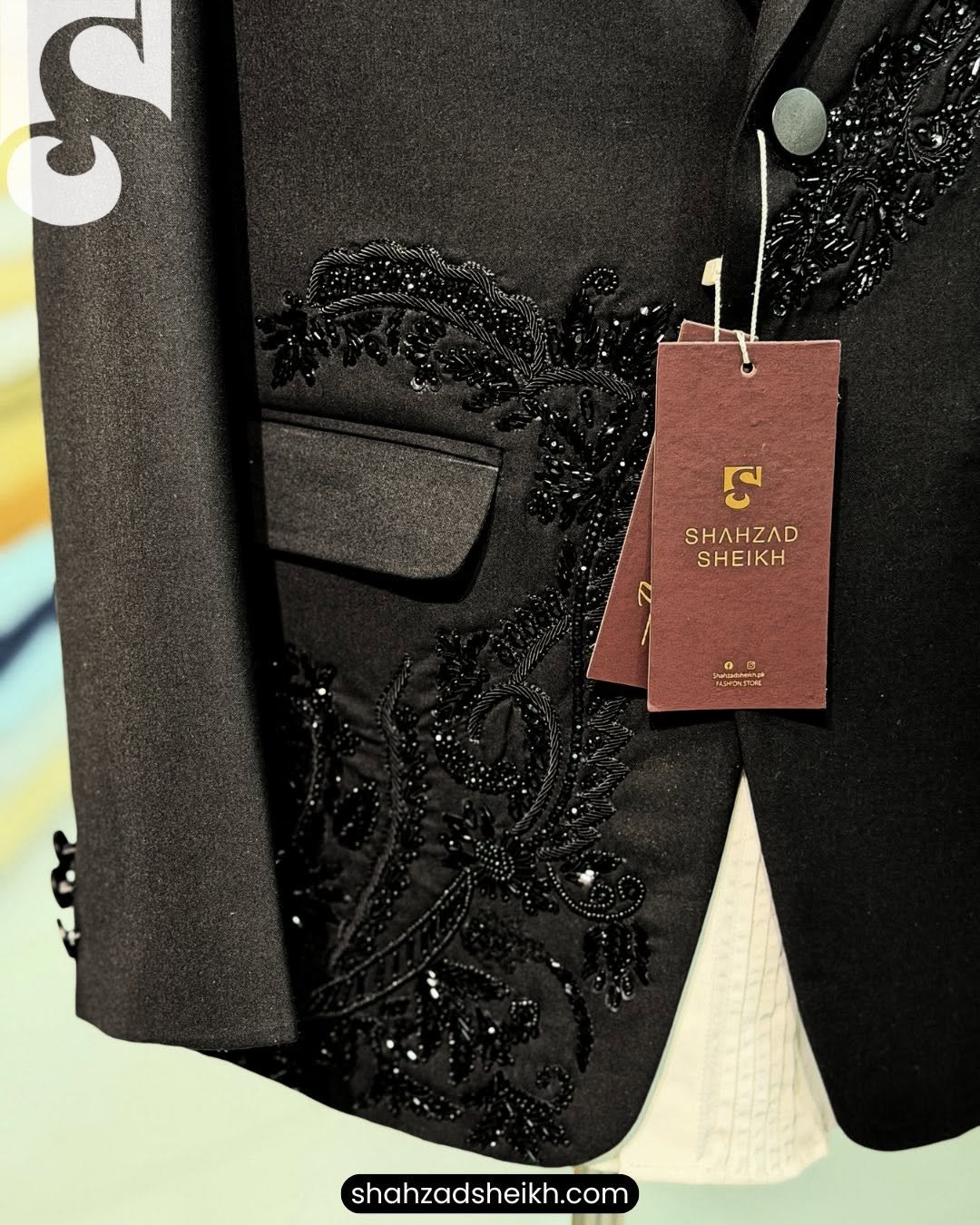 Black Elegance Hand-Embroidered 2-Piece Suit – Premium Suiting Fabric | 2PC-1001 - Image 5