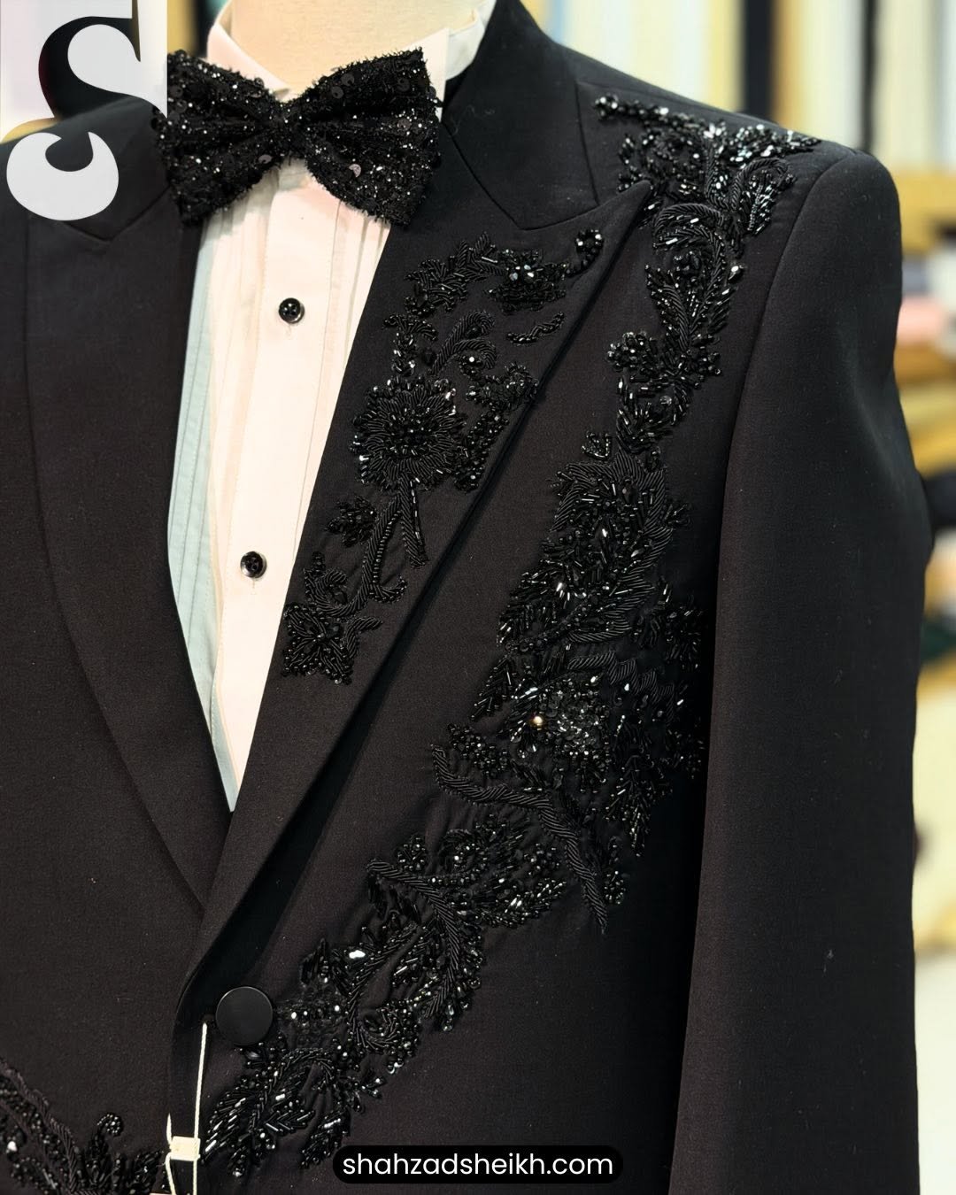 Black Elegance Hand-Embroidered 2-Piece Suit – Premium Suiting Fabric | 2PC-1001 - Image 4