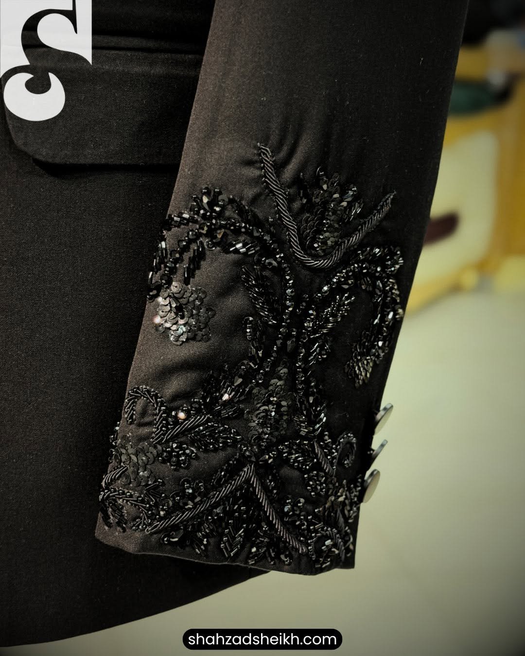 Black Elegance Hand-Embroidered 2-Piece Suit – Premium Suiting Fabric | 2PC-1001 - Image 3