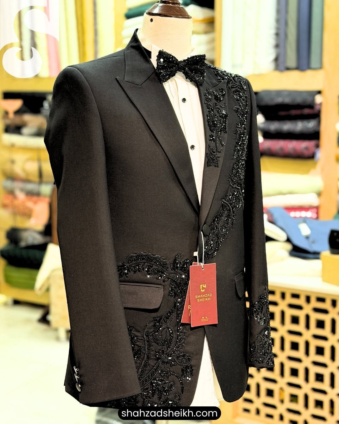 Black Elegance Hand-Embroidered 2-Piece Suit – Premium Suiting Fabric | 2PC-1001 - Image 2